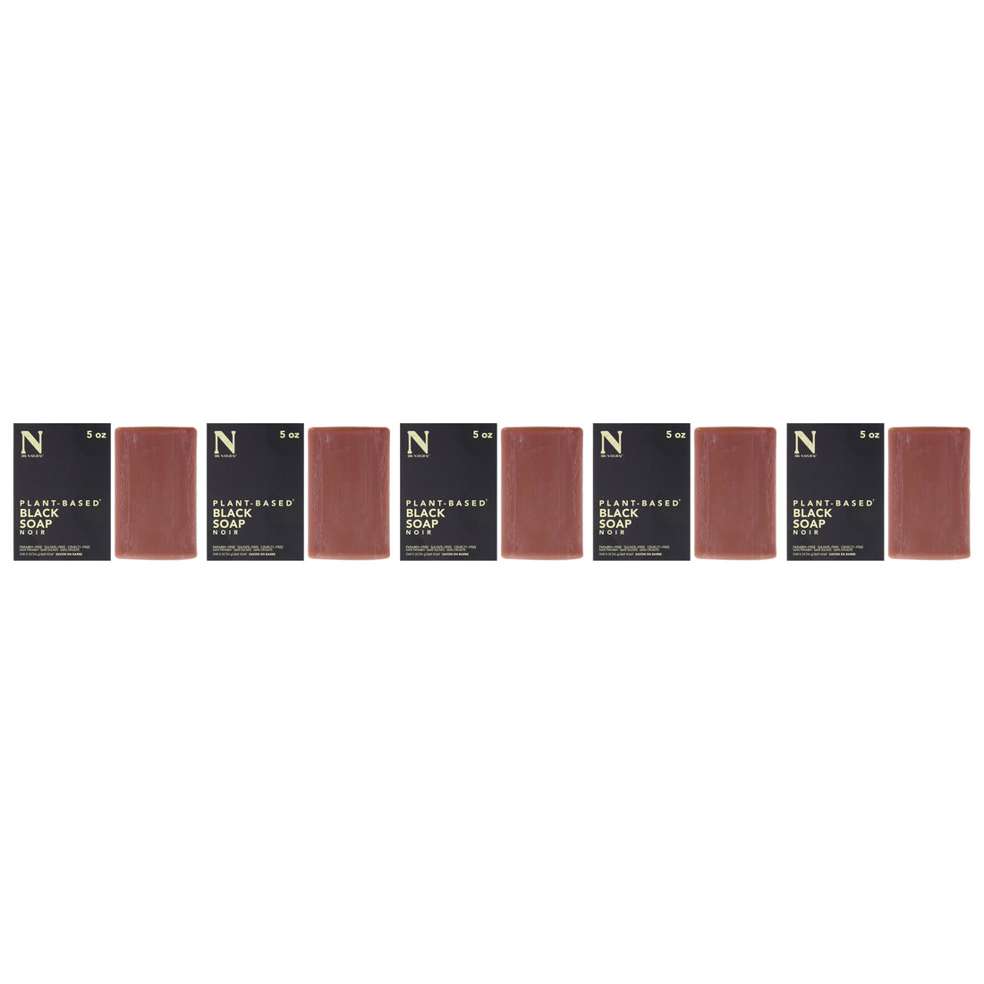 Black Bar Soap - Noir by Dr. Natural for Unisex - 5 oz Soap - Pack of 5