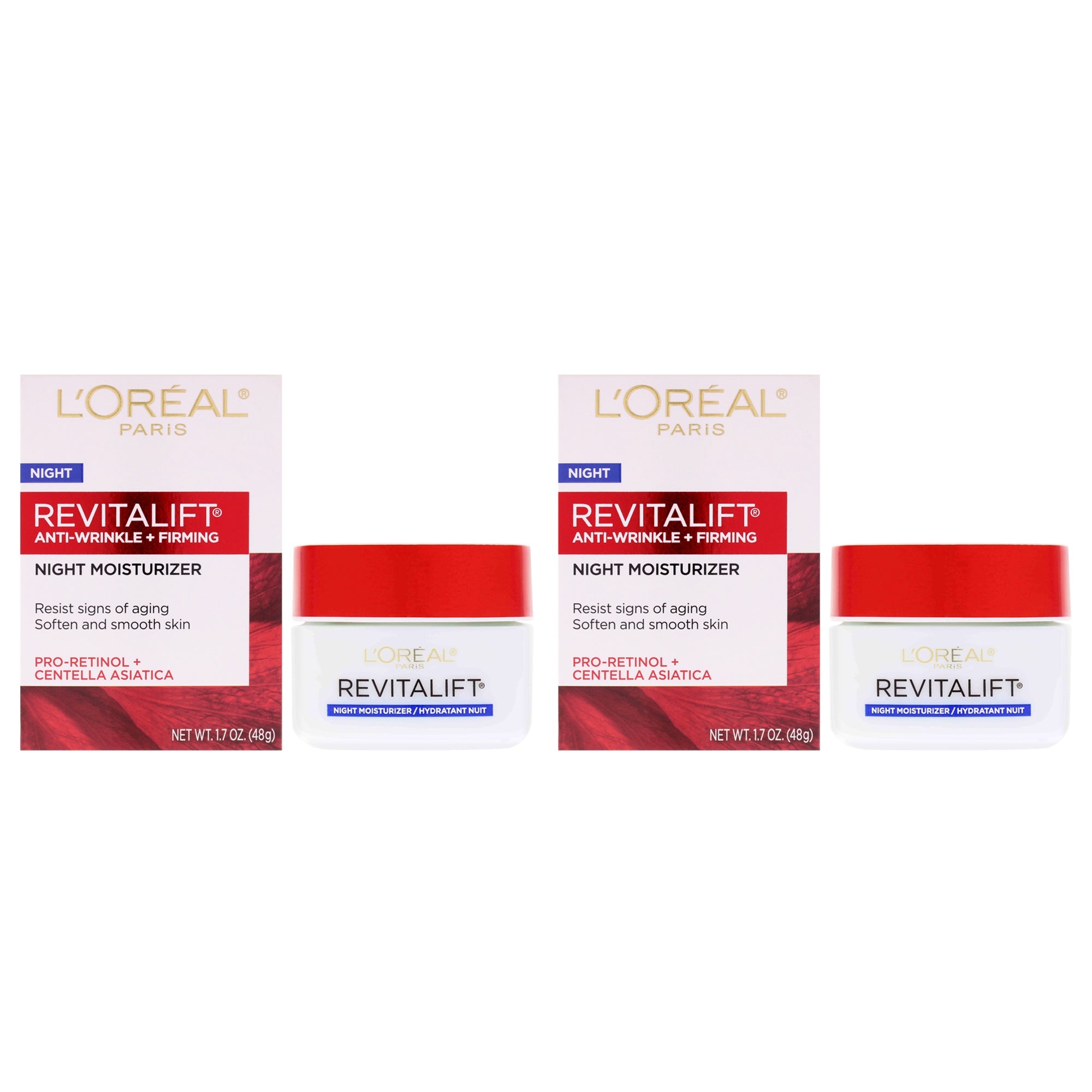 Revitalift Anti-Wrinkle Plus Firming Night Moisturizer by LOreal Paris for Unisex - 1.7 oz Moisturizer - Pack of 2