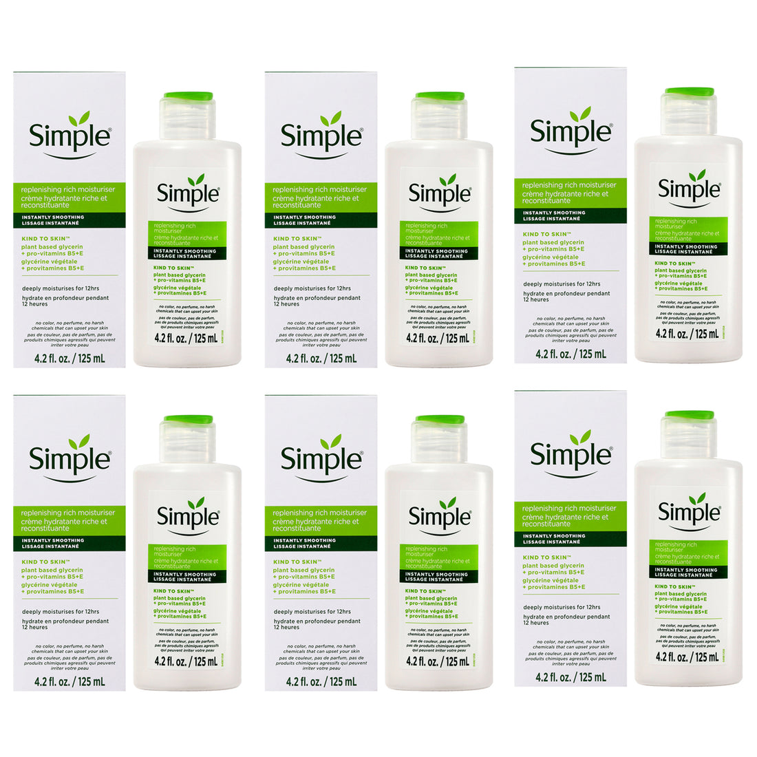 Simple Kind to Skin Replenishing Rich Moisturizer by Simple for Women - 4.2 oz Moisturizer - Pack of 6