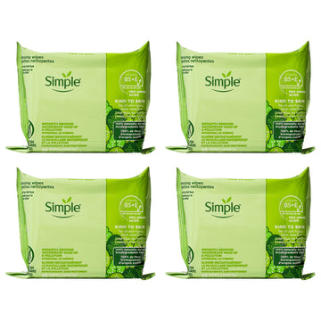 Simple Sensitive Skin Experts Kind to Skin Cleansing Facial Wipes by Simple for Women - 25 Count Wipes - Pack of 4
