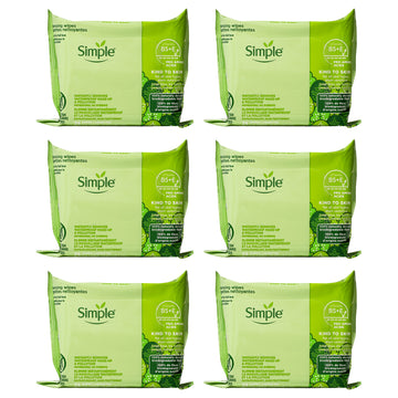 Simple Cleansing Face Wipes for Removing Makeup by Simple for Women - 25 Count Wipes - Pack of 6