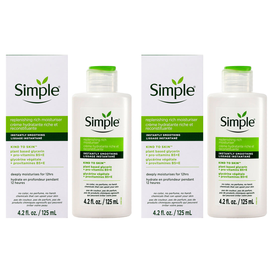 Simple Kind to Skin Replenishing Rich Moisturizer by Simple for Women - 4.2 oz Moisturizer - Pack of 2