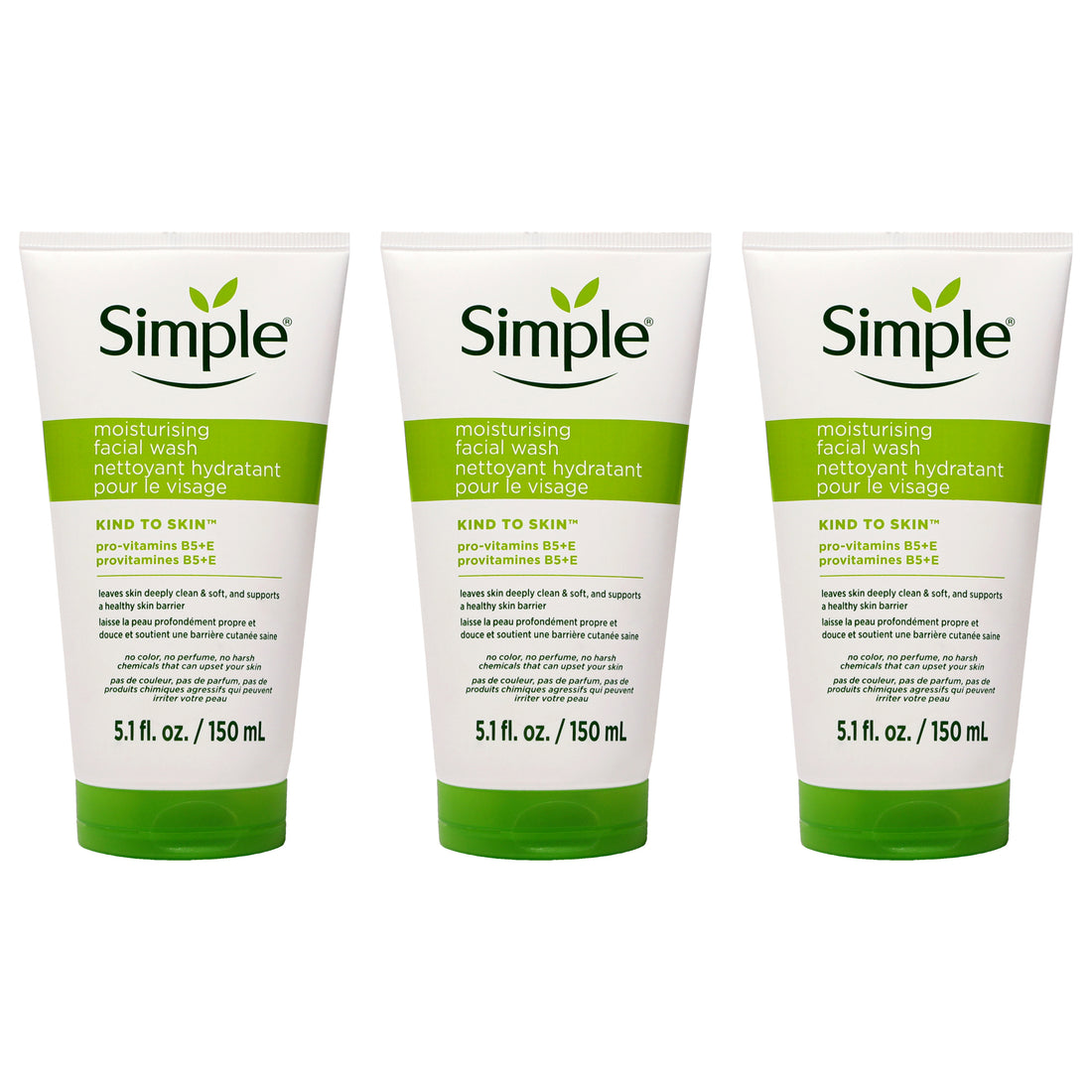 Simple Moisturizing Facial Wash by Simple for Women - 5.1 oz Cleanser - Pack of 3