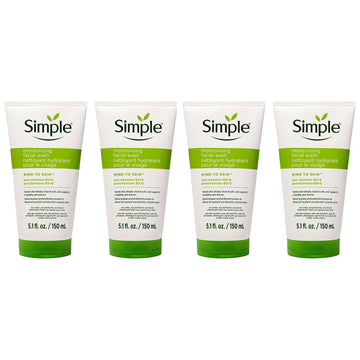 Simple Moisturizing Kind to Skin Face Wash by Simple for Women - 5.1 oz Cleanser - Pack of 4