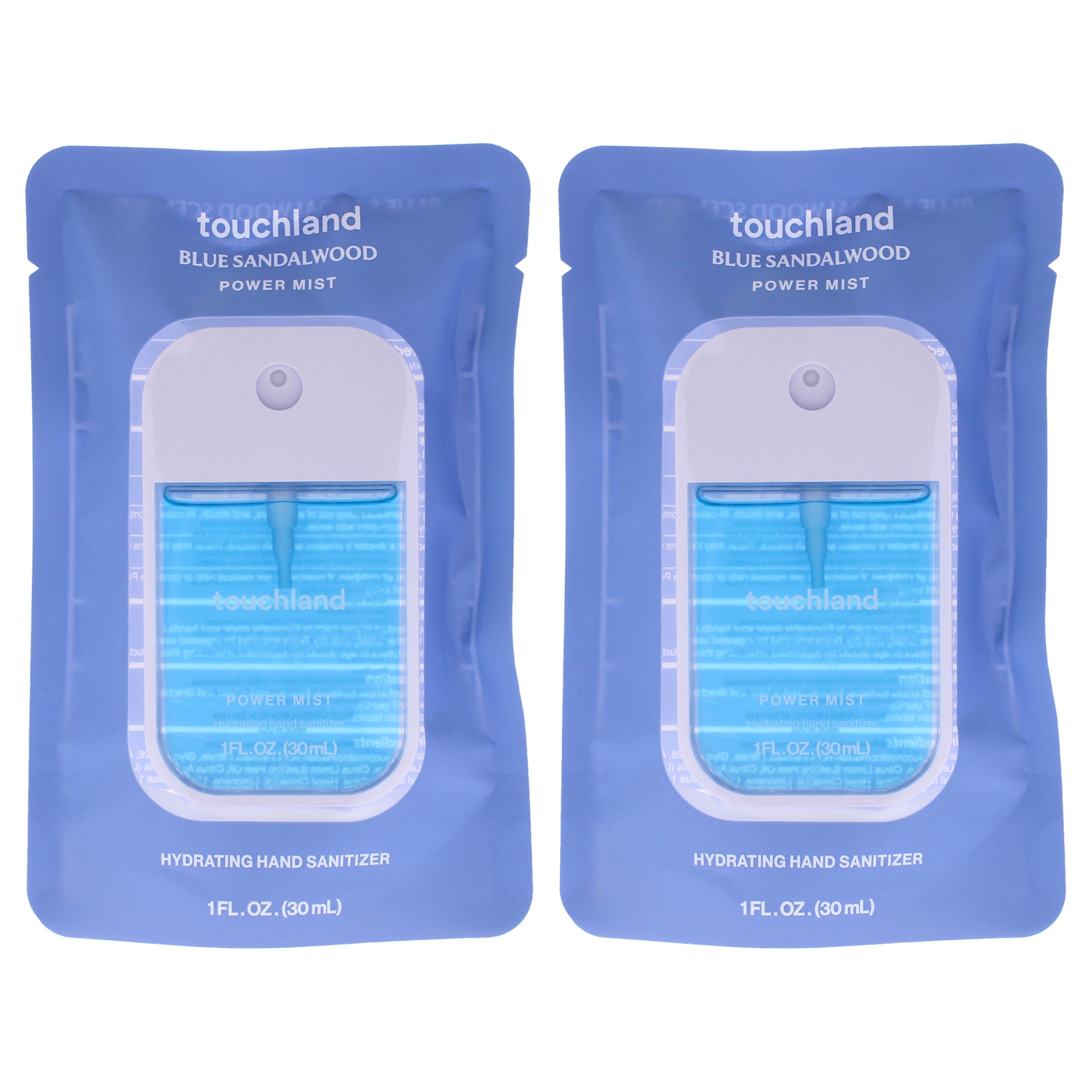 Power Mist Hydrating Hand Sanitizer - Blue Sandalwood by Touchland for Unisex - 1 oz Hand Sanitizer - Pack of 2