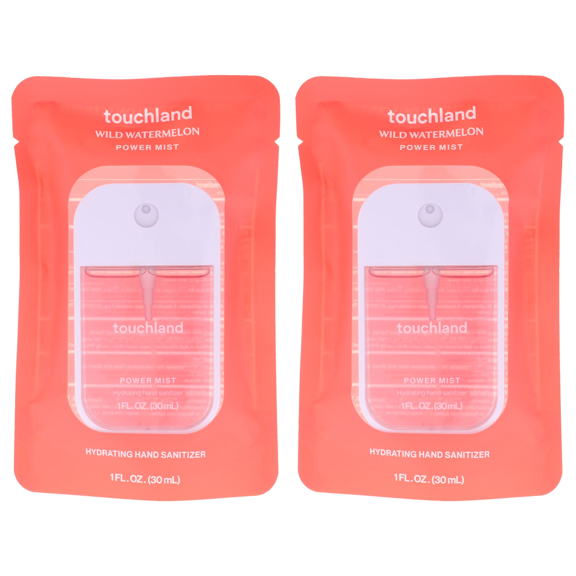Power Mist Hydrating Hand Sanitizer - Wild Watermelon by Touchland for Unisex - 1 oz Hand Sanitizer - Pack of 2