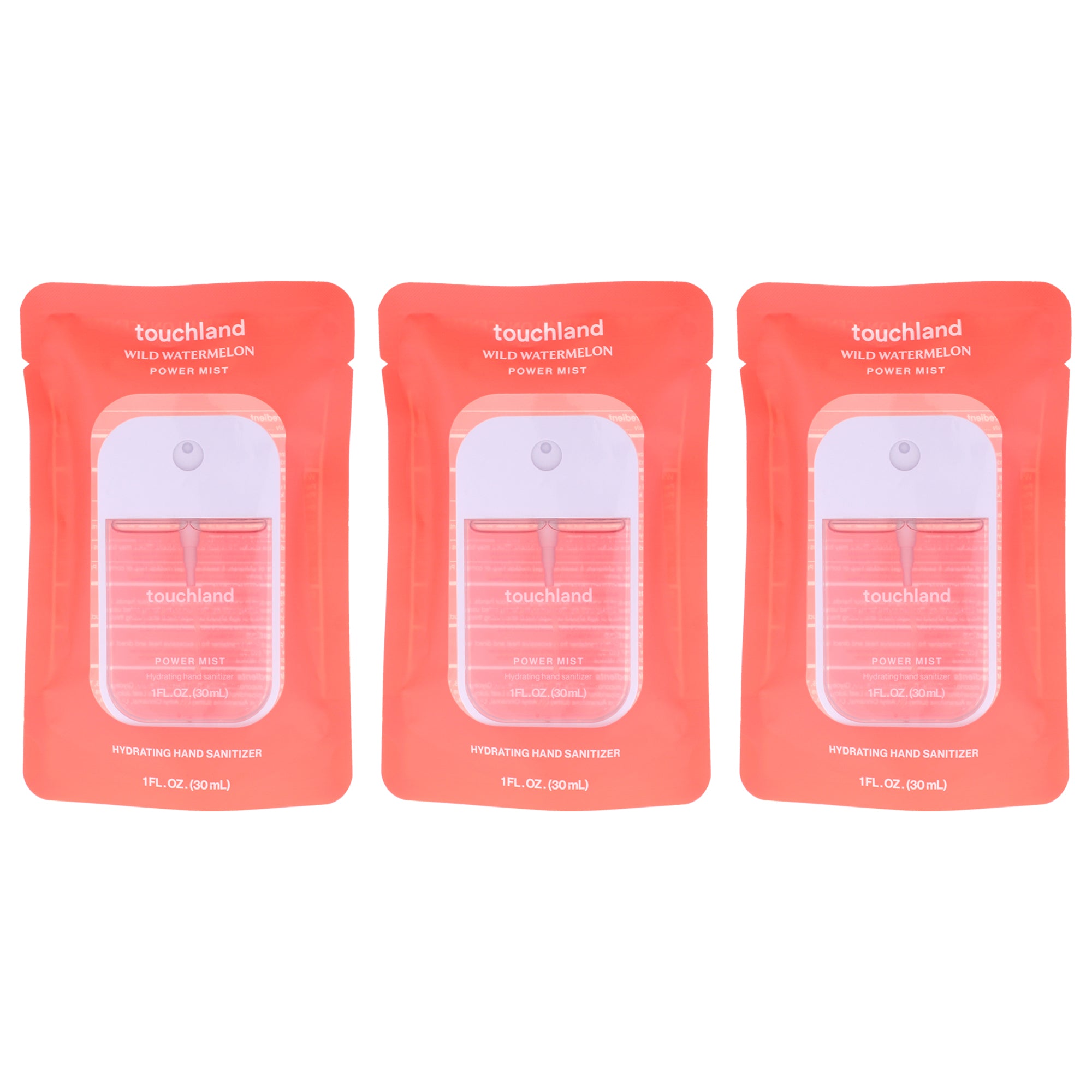 Power Mist Hydrating Hand Sanitizer - Wild Watermelon by Touchland for Unisex - 1 oz Hand Sanitizer - Pack of 3