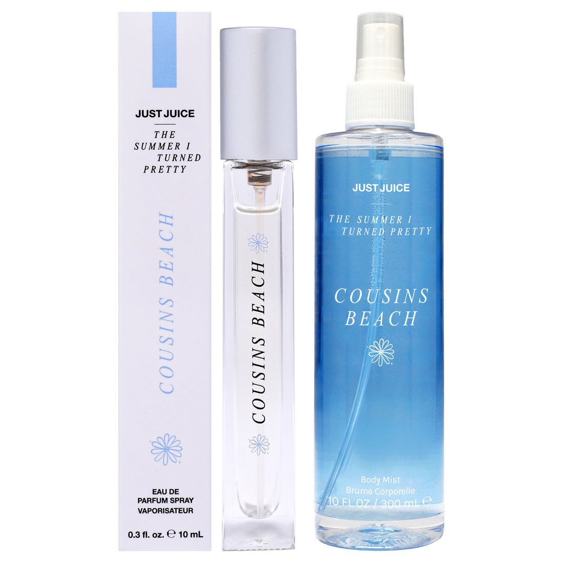 The Summer I Turned Pretty Cousins Beach Kit by Just Juice for Unisex 2 Pc 0.3oz EDP Spray, 10oz Body Mist