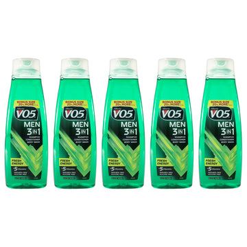 3-in-1 Fresh Energy Shampoo Conditioner and Body Wash by Alberto VO5 for Unisex - 15 oz Body Wash - Pack of 5