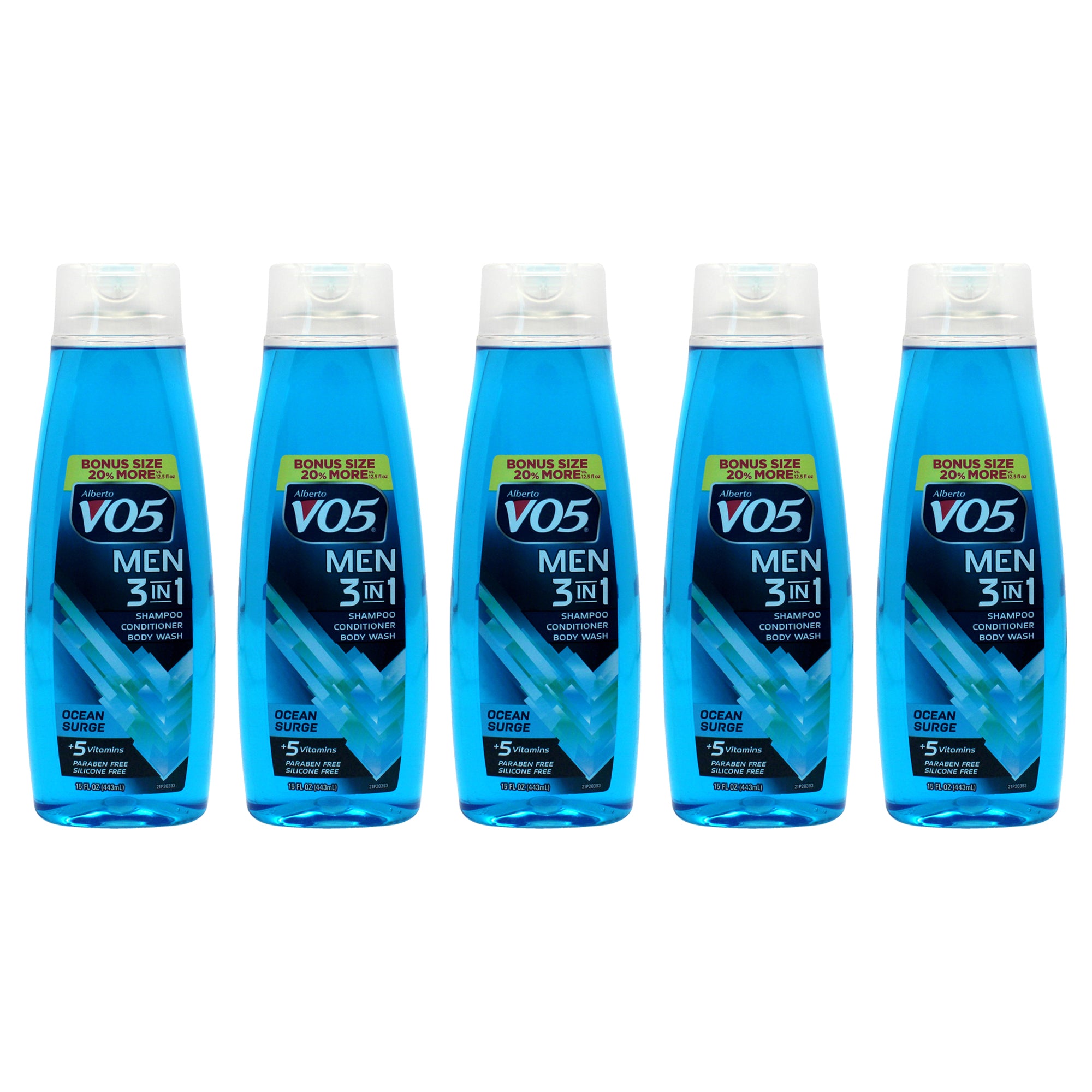 3-in-1 Ocean Surge Shampoo Conditioner and Body Wash by Alberto VO5 for Unisex - 15 oz Body Wash - Pack of 5