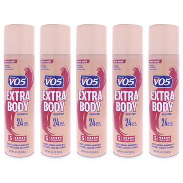 Crystal Clear Extra Body Hair Spray by Alberto VO5 for Unisex - 8.5 oz Hair Spray - Pack of 5