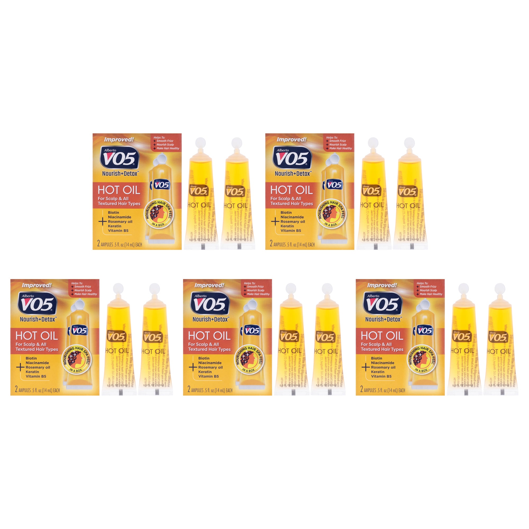 Hot Oil Treatment by Alberto VO5 for Unisex - 2 x 0.5 oz Treatment - Pack of 5