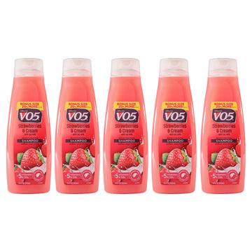 Moisturizing Strawberries Cream Shampoo by Alberto VO5 for Unisex - 15 oz Shampoo - Pack of 5