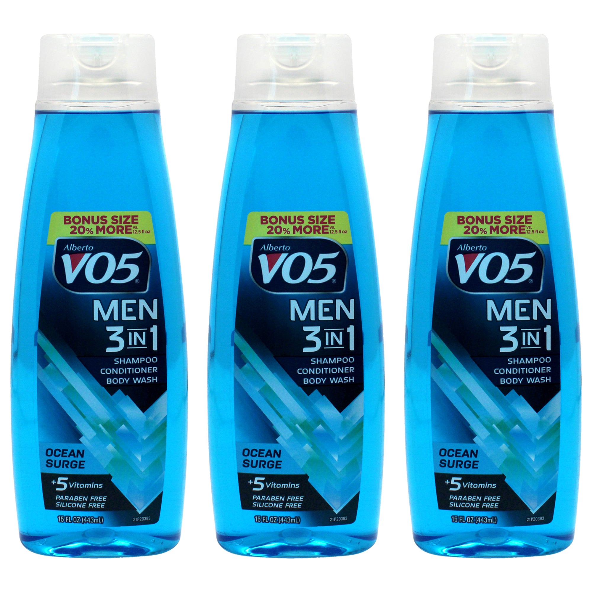3-in-1 Ocean Surge Shampoo Conditioner and Body Wash by Alberto VO5 for Unisex - 15 oz Body Wash - Pack of 3