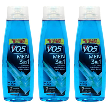 3-in-1 Ocean Surge Shampoo Conditioner and Body Wash by Alberto VO5 for Unisex - 15 oz Body Wash - Pack of 3