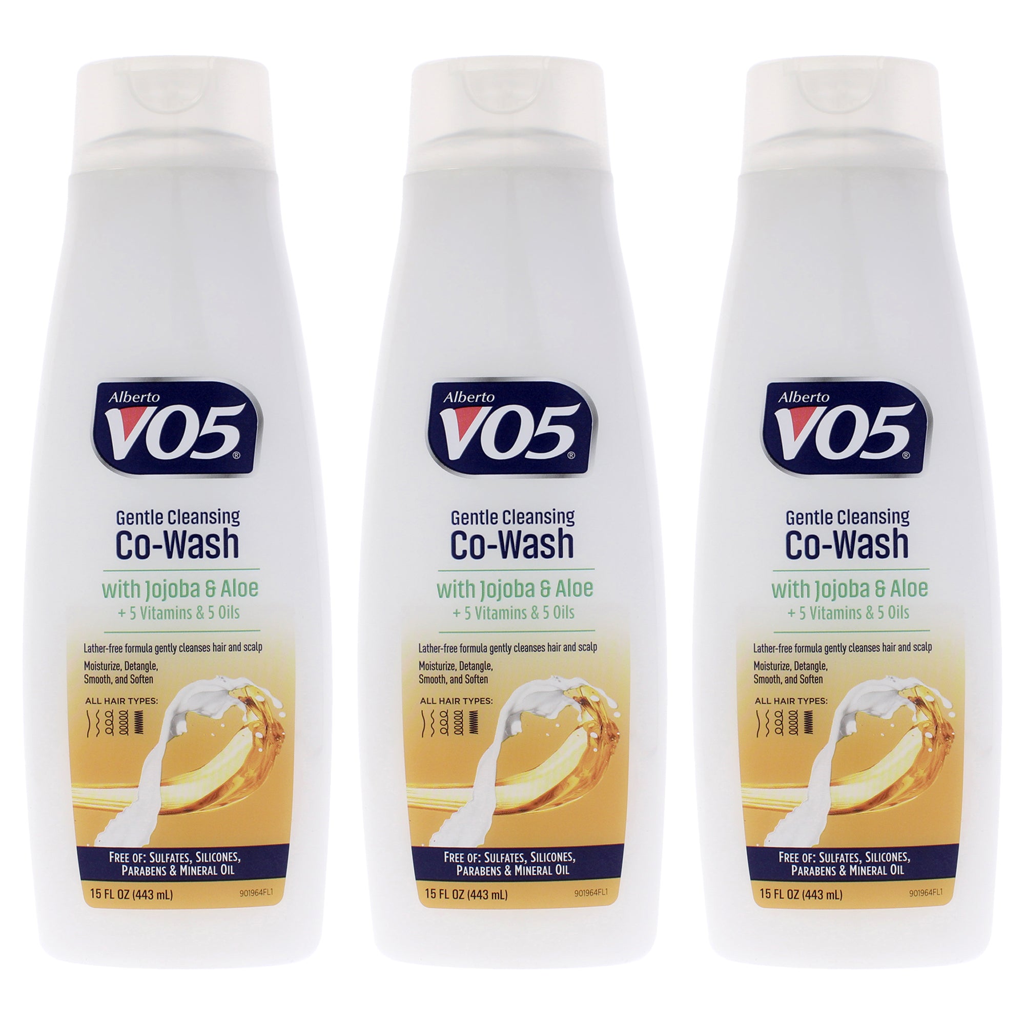 Gentle Cleansing Cowash - Jojoba and Aloe by Alberto VO5 for Unisex - 15 oz Cleanser - Pack of 3