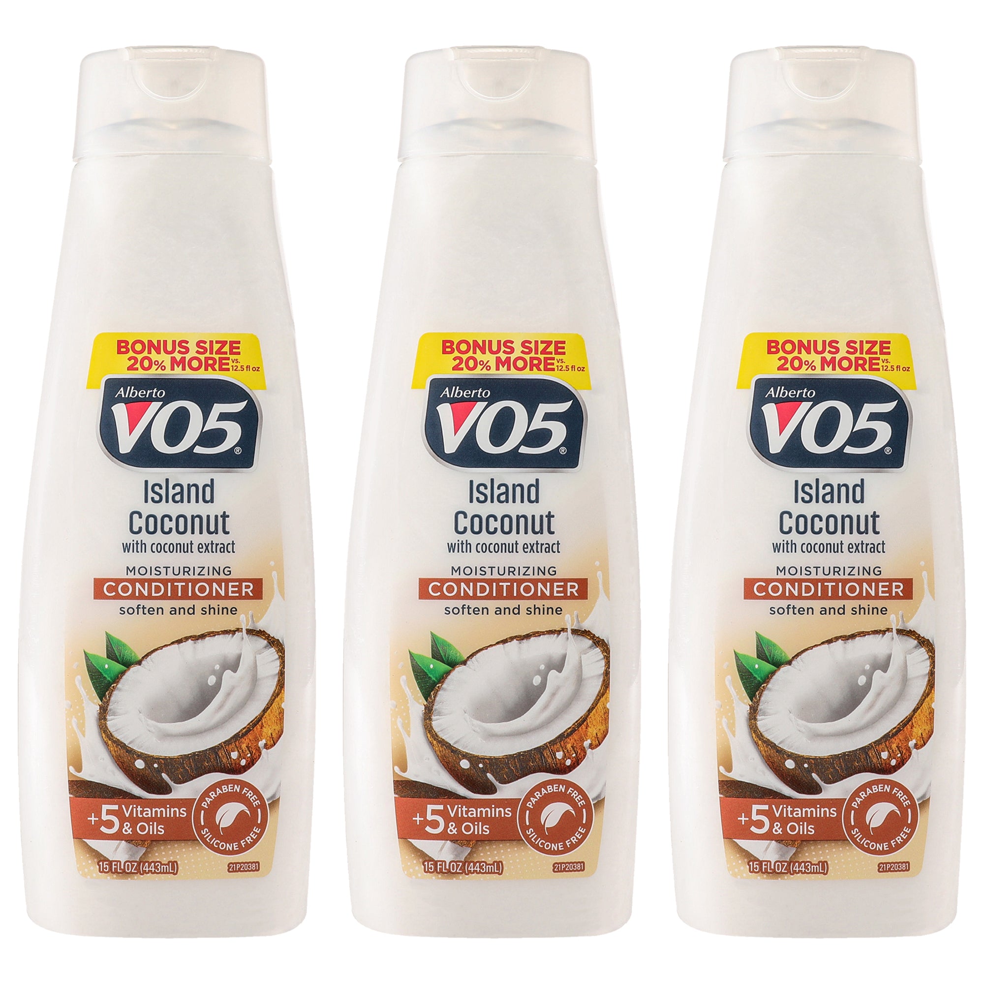Moisturizing Island Coconut Conditioner by Alberto VO5 for Unisex - 15 oz Conditioner - Pack of 3