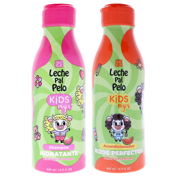 Kids Curly Kit by Leche Pal Pelo for Kids - 2 Pc Kit 14.9oz Hydrating Curl Shampoo, 14.9oz Perfect Curl Conditioner