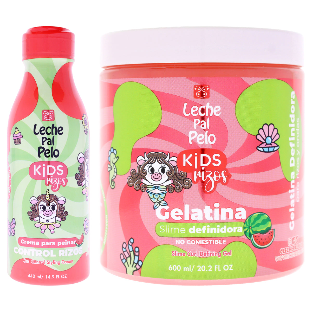 Kids Curly Kit by Leche Pal Pelo for Kids - 2 Pc Kit 14.9oz Curl Control Styling Cream, 20.2oz Slime Curl Defining Gel