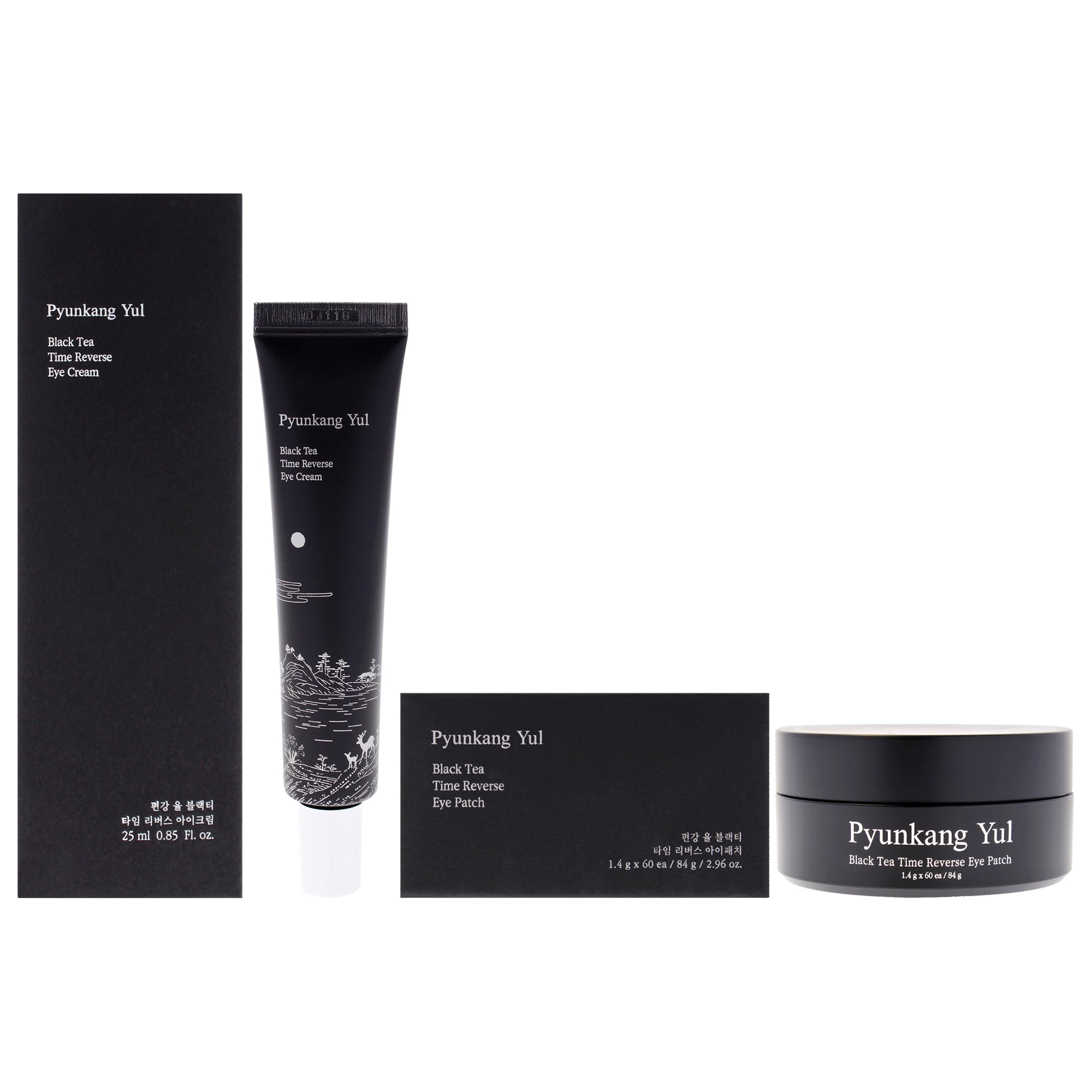 Black Tea Time Reverse Kit by Pyunkang Yul for Unisex - 2 Pc Kit 0.85oz Eye Cream, 60Pc Eye Patch