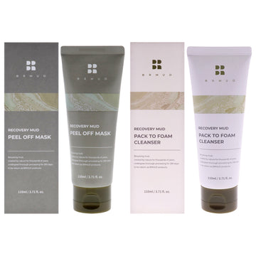Recovery Mud Kit by Brmud for Unisex - 2 Pc Kit 3.71oz Peel Of Mask, 3.71 Pack To Foam Cleanser