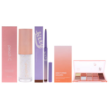 Peach C Kit by Peach C for Women - 3 Pc Kit 0.12oz Eye Shadow - 01 Pure White, 0.04 Eyeliner - 03 Soft Brown, 0.29oz Eye Shadow - 04 Sunlit Citrus
