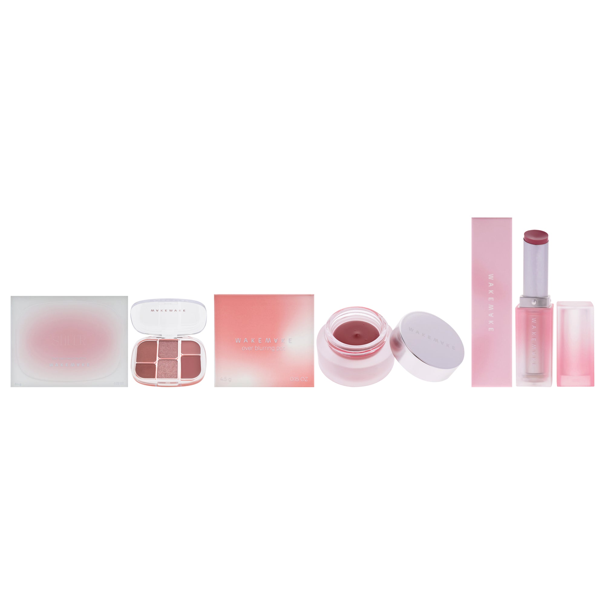 Wakemake Kit by Wakemake for Women - 3 Pc Kit 0.22oz Makeup - 02 Lasy Rose, 0.15oz Makeup - 05 India Rose, 0.12oz Lipstick - 06 Moon Away