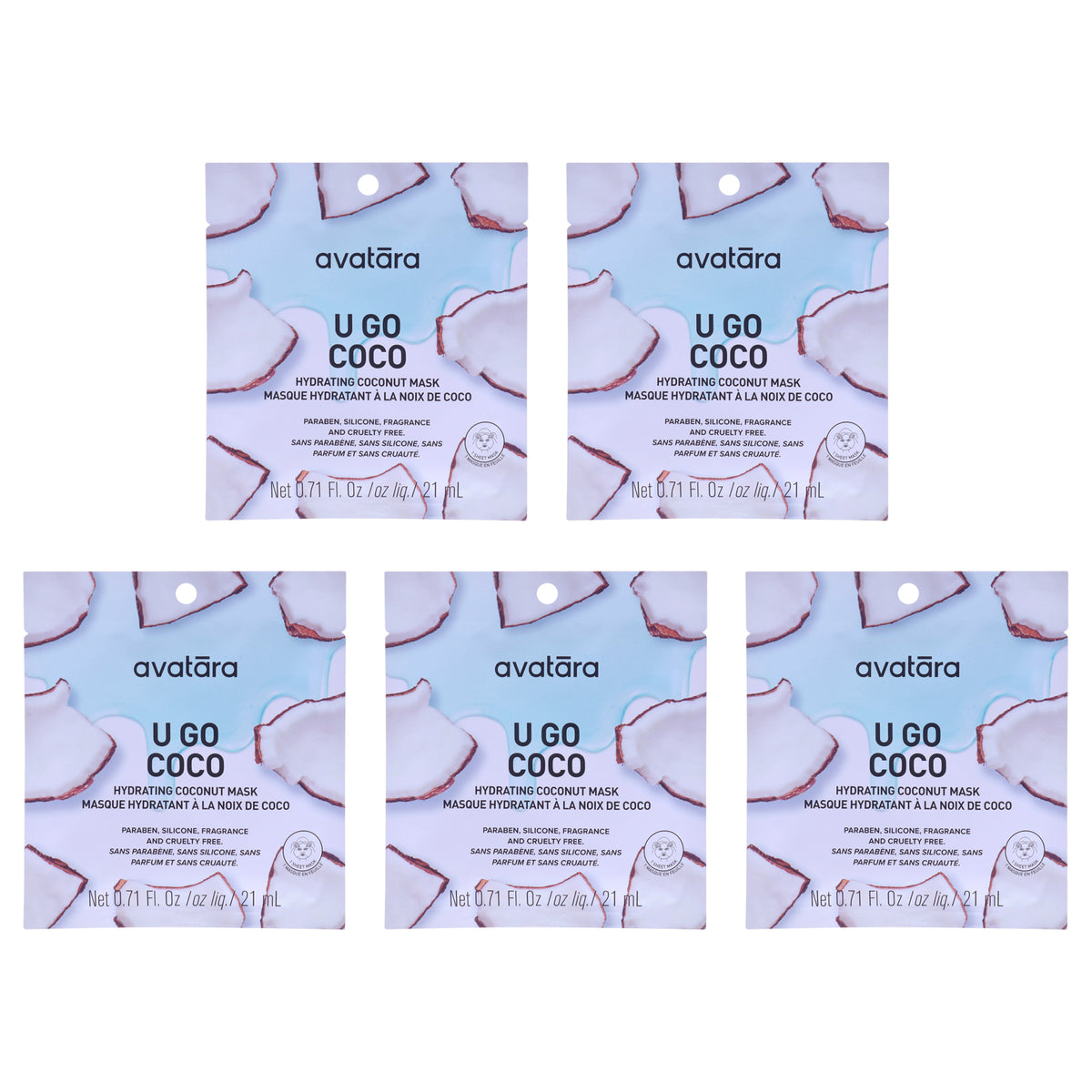 U Go Coco Hydrating Mask by Avatara for Women - 1 Pc Mask - Pack of 5