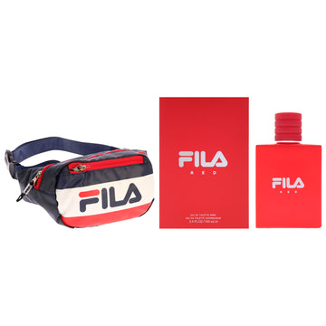 Fila Red Kit by Fila for Men - 2 Pc Kit 3.4oz Fila Red EDT Spray, Hunts Waist Bag - 410 Navy-Red-White