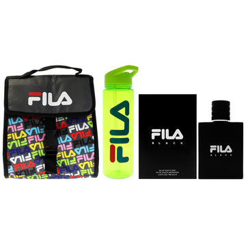 Fila Black Refresh Kit by Fila for Men - 3 Pc Kit 3.4oz Fila Black EDT Spray, Fila Lunch Bag, Fila Water Bottle