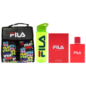 Fila Red Refresh Kit by Fila for Men - 3 Pc Kit 3.4oz Fila Red EDT Spray, Fila Lunch Bag, Fila Water Bottle