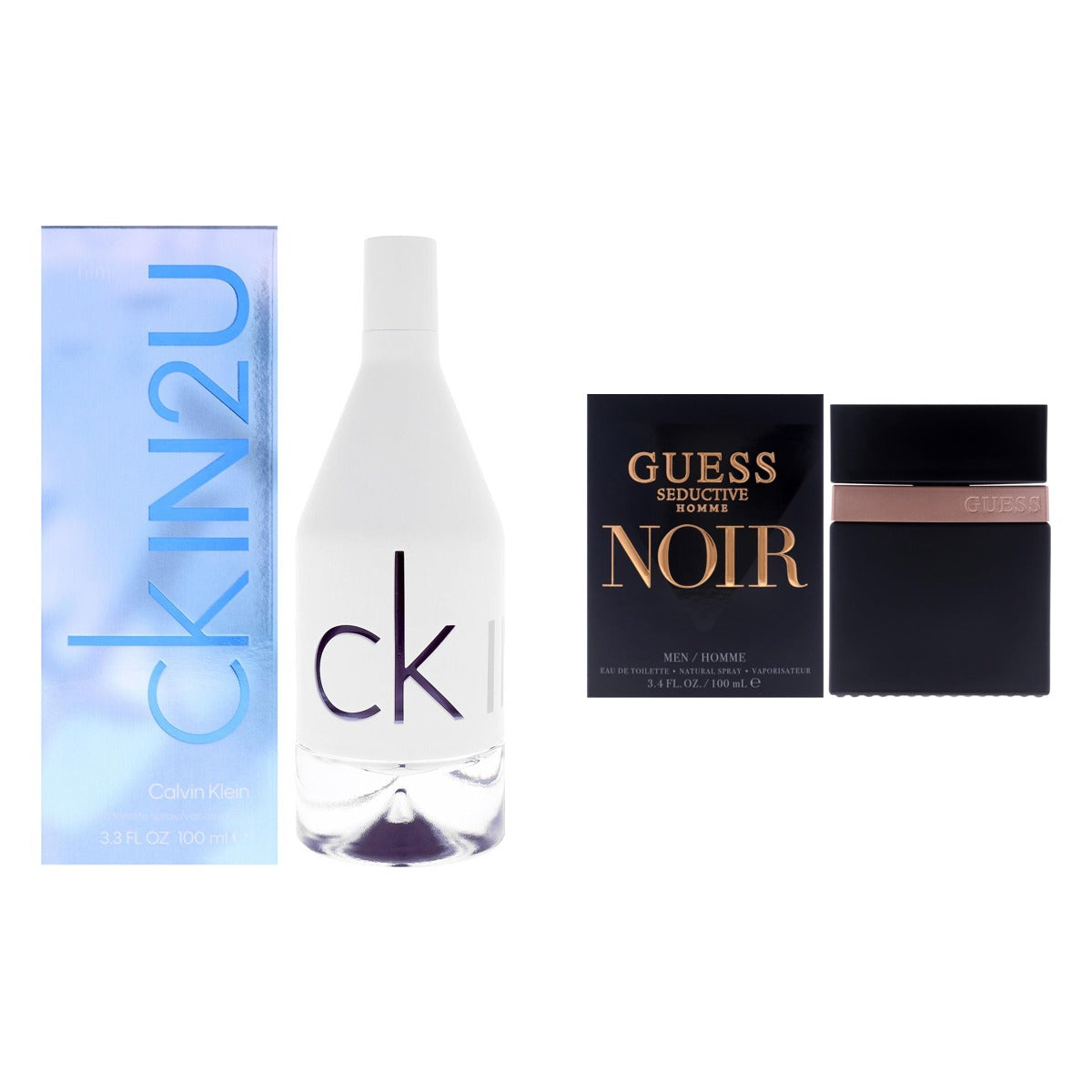 Calvin Klein CKIN2U + Guess Seductive Homme Noir Two-Scent Bundle
