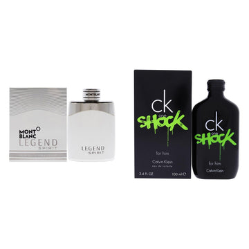 Mont Blanc Legend Spirit + Calvin Klein CK One Shock For Him Two-Scent Bundle
