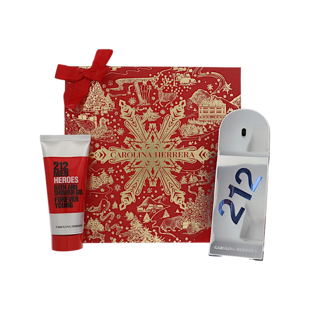 212 Men Heroes by Carolina Herrera for Men - 2 Piece Gift Set For Men - 3.4 oz EDT Spray, 3.4 oz Bath and Shower Gel