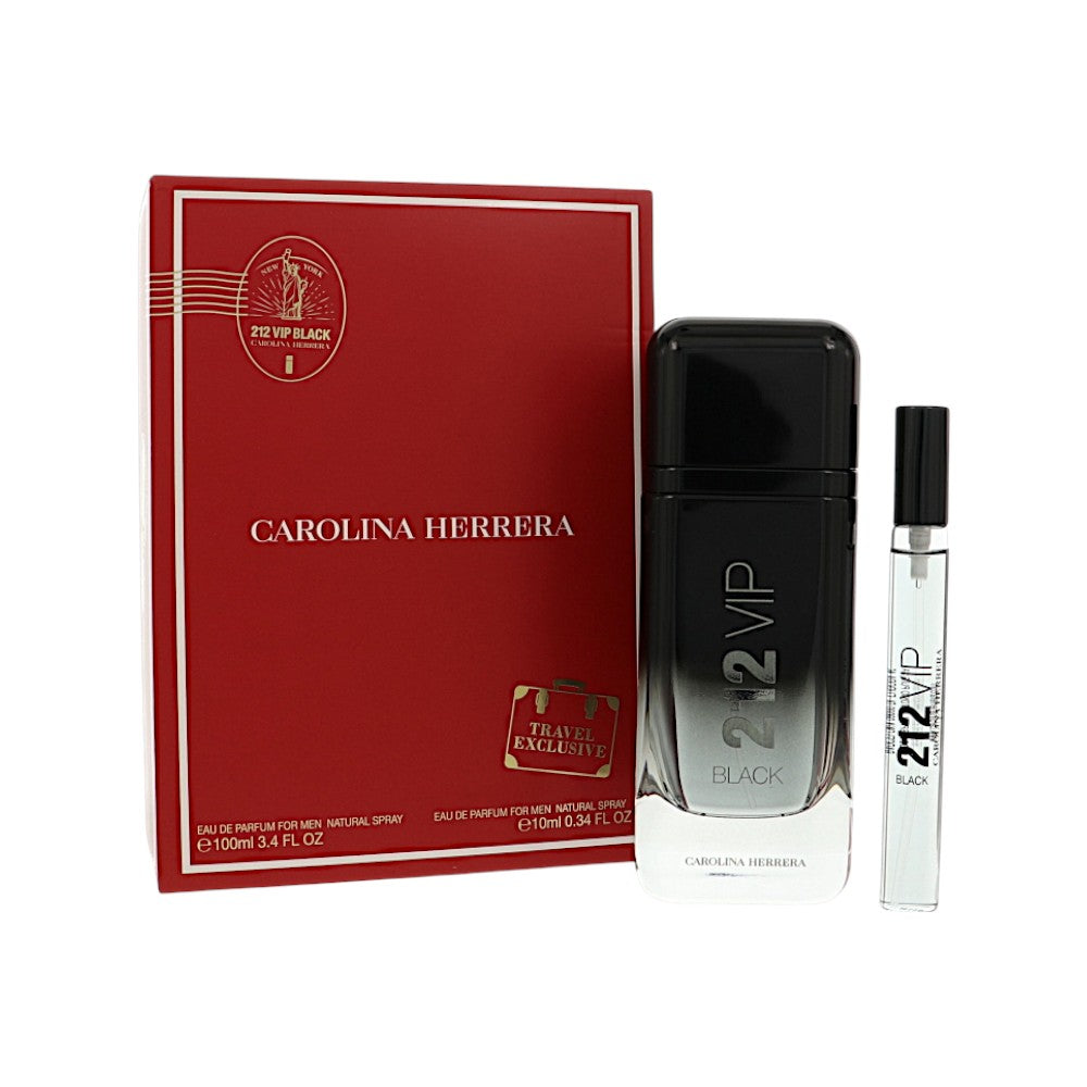 212 Vip Black by Carolina Herrera for Men - 2 Piece Gift Set - 3.4 oz EDP Spray ,0.34 oz EDP Spray
