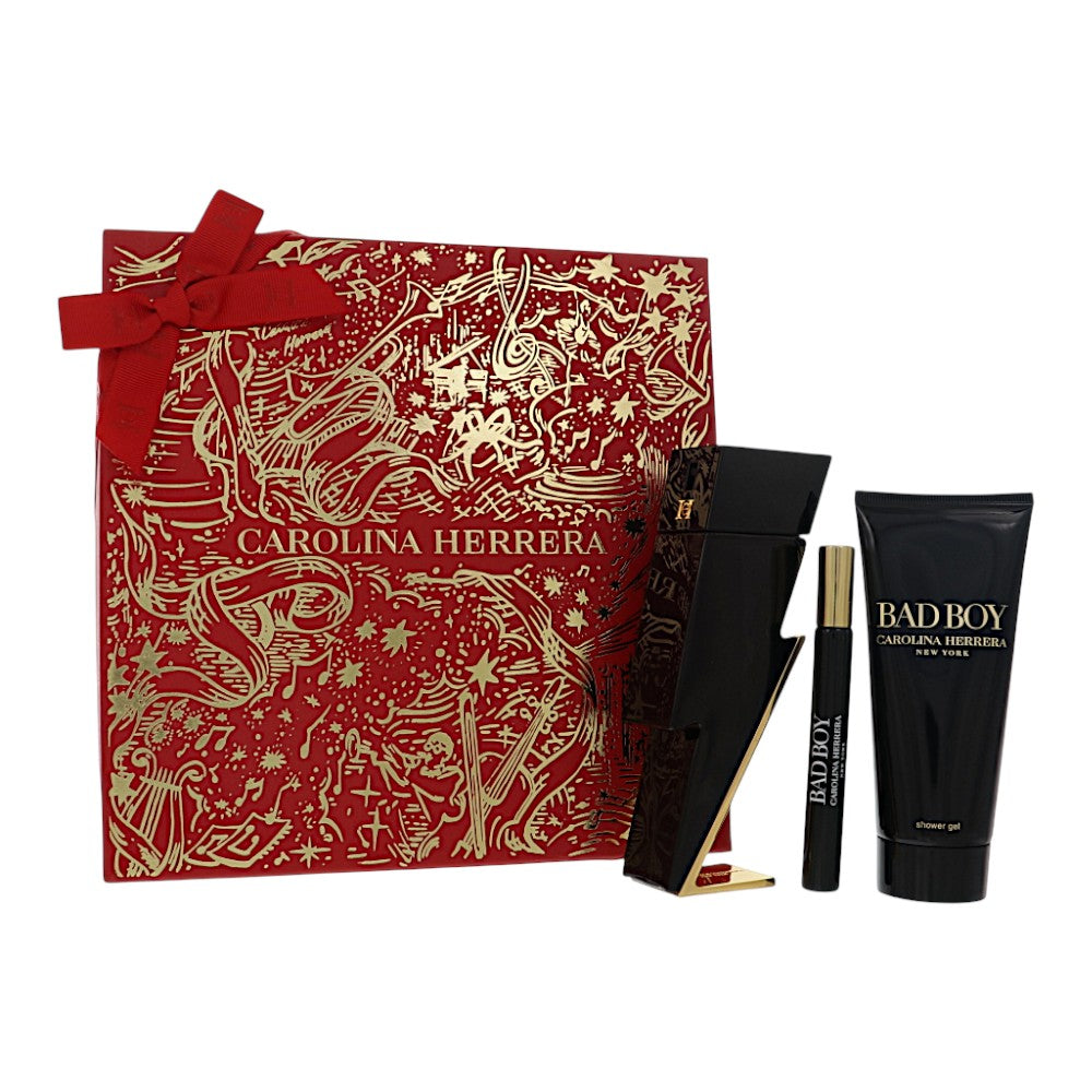 Bad Boy by Carolina Herrera for Men - 3 Piece Gift Set For Men - 1.7 oz Edt, 3.4 oz Shower Gel, 10Ml EDT