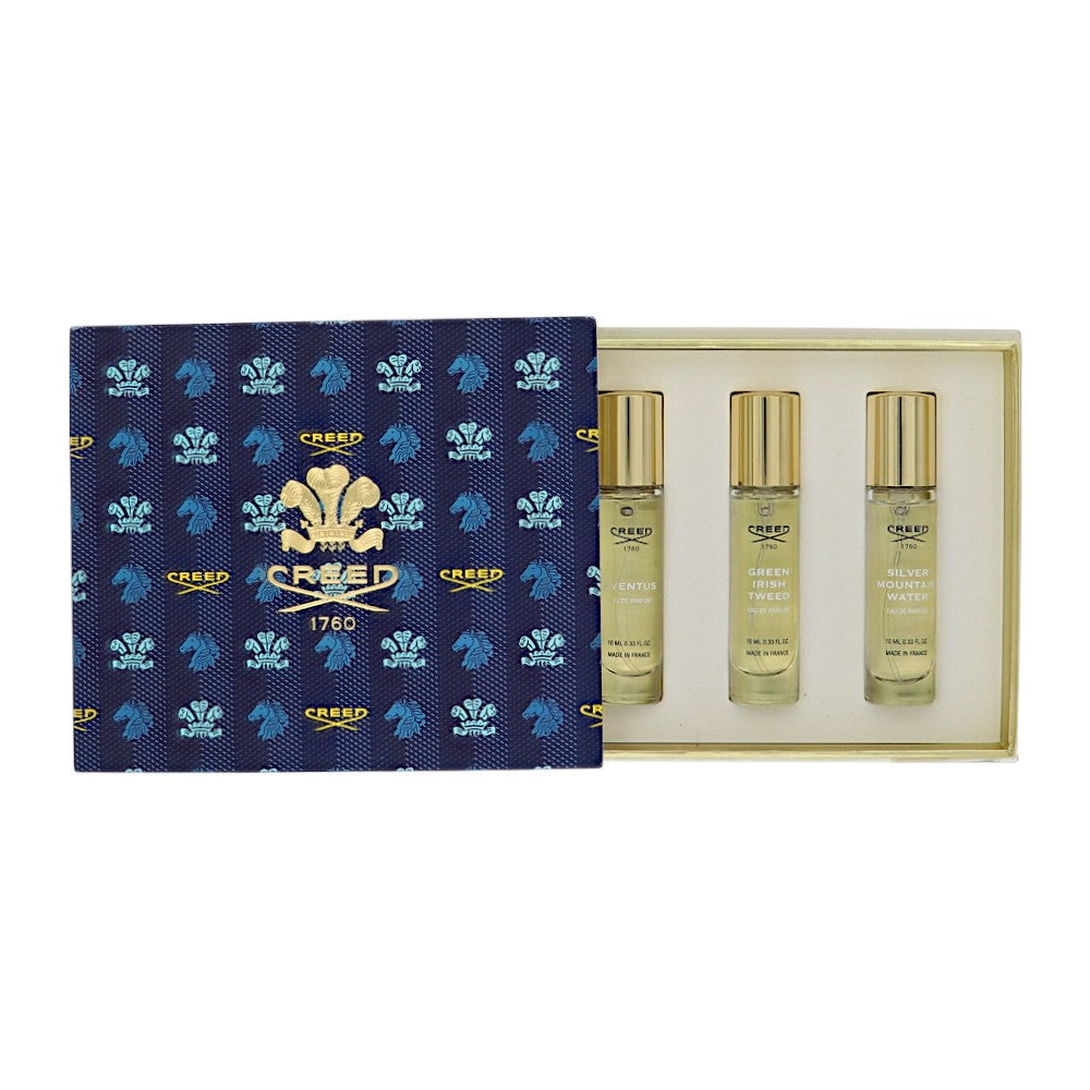 Creed by Creed for Men - 3 Piece Set For Men: 0.33 oz Aventus EDP Spray, 0.33 oz Green Irish Tweed EDP Spray, 0.33 oz Silver Mountain Water EDP Spray