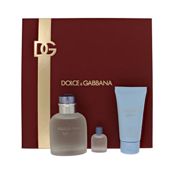Light Blue by Dolce And Gabbana for Men - 3 Piece Set For Men: 2.5 oz EDT Spray, 0.15 oz EDT Splash, 1.7 oz Refreshing Shower Gel