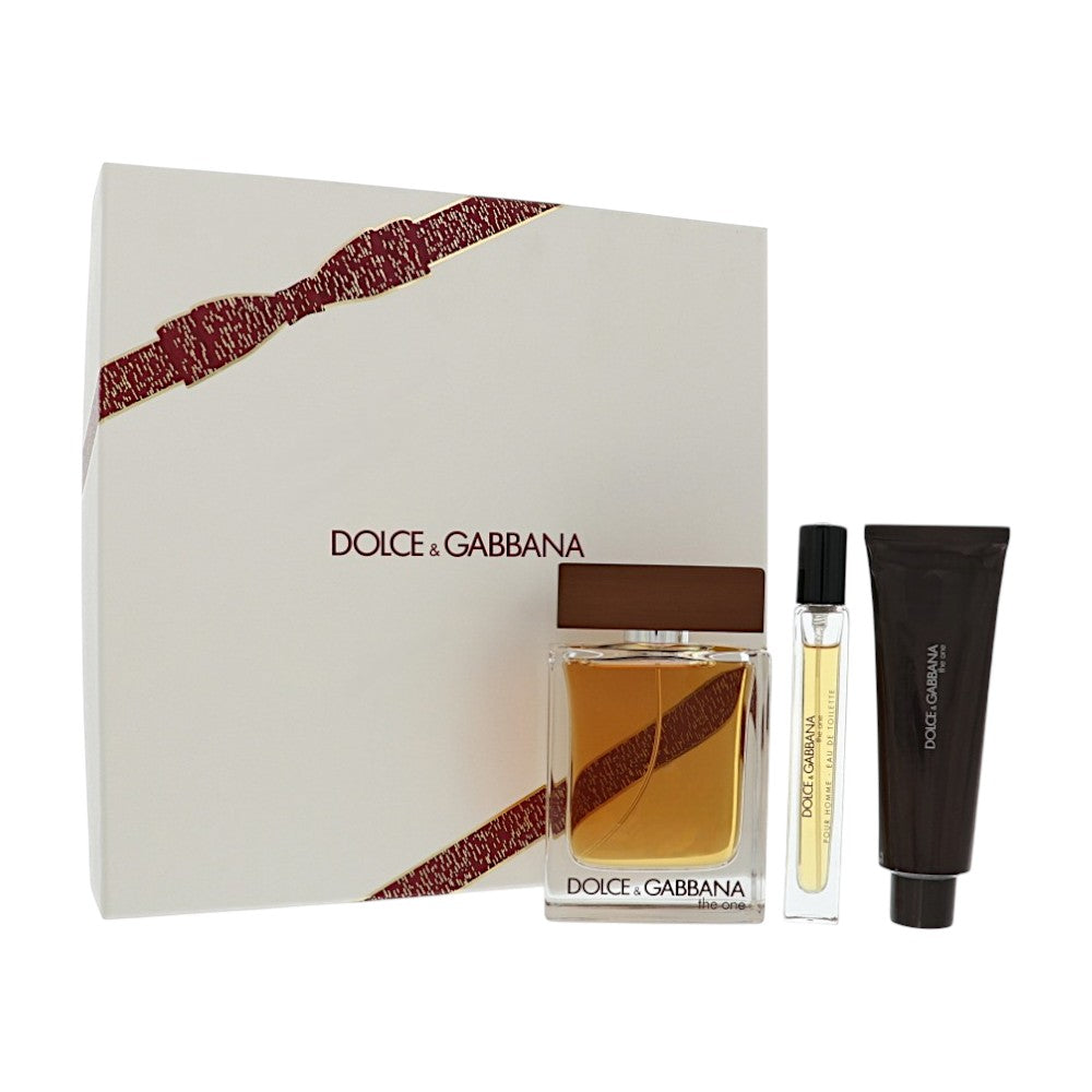 D & G The One by Dolce And Gabbana for Men - 3 Piece Gift Set For Men - 3.3 oz EDT Spray, 0.33 oz EDT Spray, 1.69 oz Shower Gel