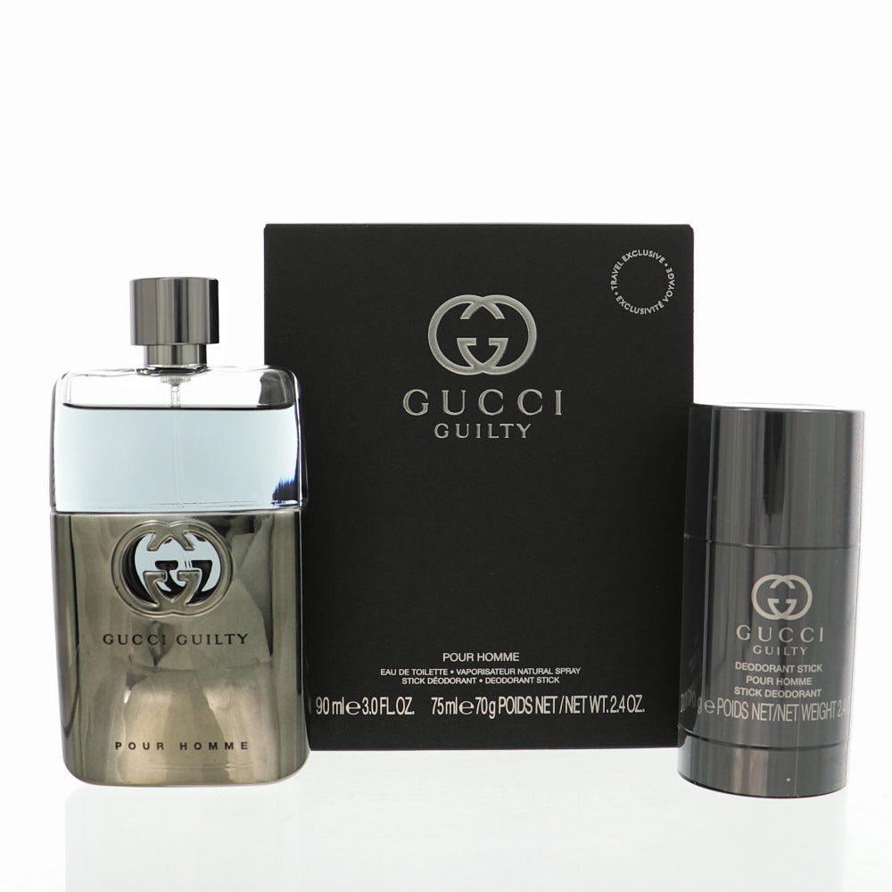 Gucci Guilty by Gucci for Men - 2 Piece Set For Men: 3 oz EDT Spray, 2.4 oz Deodorant Stick