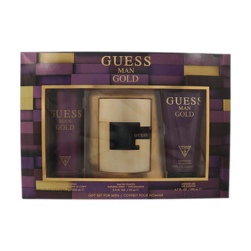 Guess Man Gold by Guess for Men - 3 Piece Gift Set - 2.5 oz EDT ,6.0 oz Deodorizing Body Spray ,6.7 oz Shower Gel