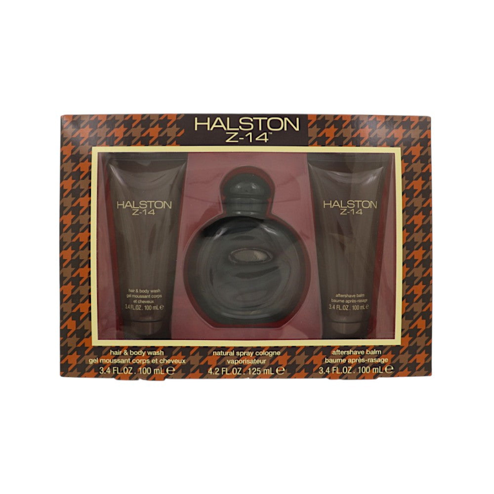 Halston Z-14 by Halston for Men - 3 Piece Gift Set - 4.2 oz Cologne Spray, 3.4 oz Aftershave Balm,3.4 oz Hair and Body Wash oz