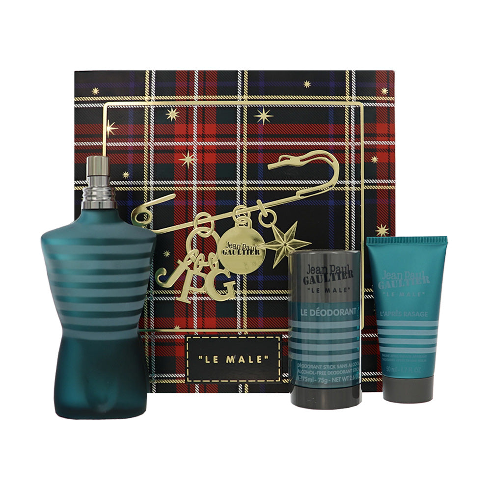 Jean Paul Gaultier Le Male by Jean Paul Gaultier for Men - 3 Piece Gift Set - 4.2 oz EDT Spray ,2.6 oz Deodorant Stick ,1.7 oz After Shave Balm