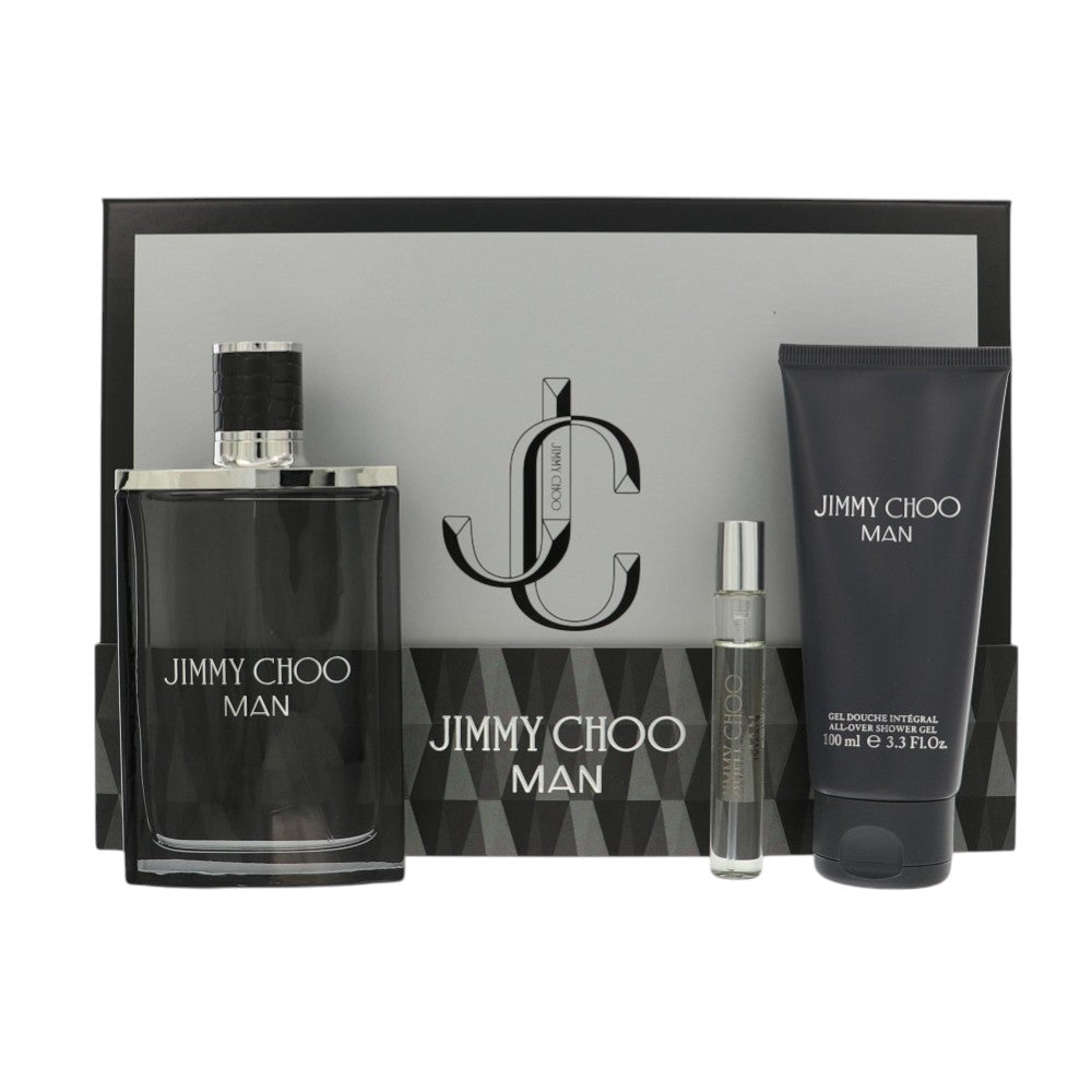 Jimmy Choo Man by Jimmy Choo for Men - 3 Piece Set For Men: 3.3 oz EDT Spray, 0.25 oz EDT Spray, 3.3 oz All-Over Shower Gel