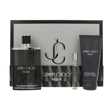 Jimmy Choo Man by Jimmy Choo for Men - 3 Piece Set For Men: 3.3 oz EDT Spray, 0.25 oz EDT Spray, 3.3 oz All-Over Shower Gel