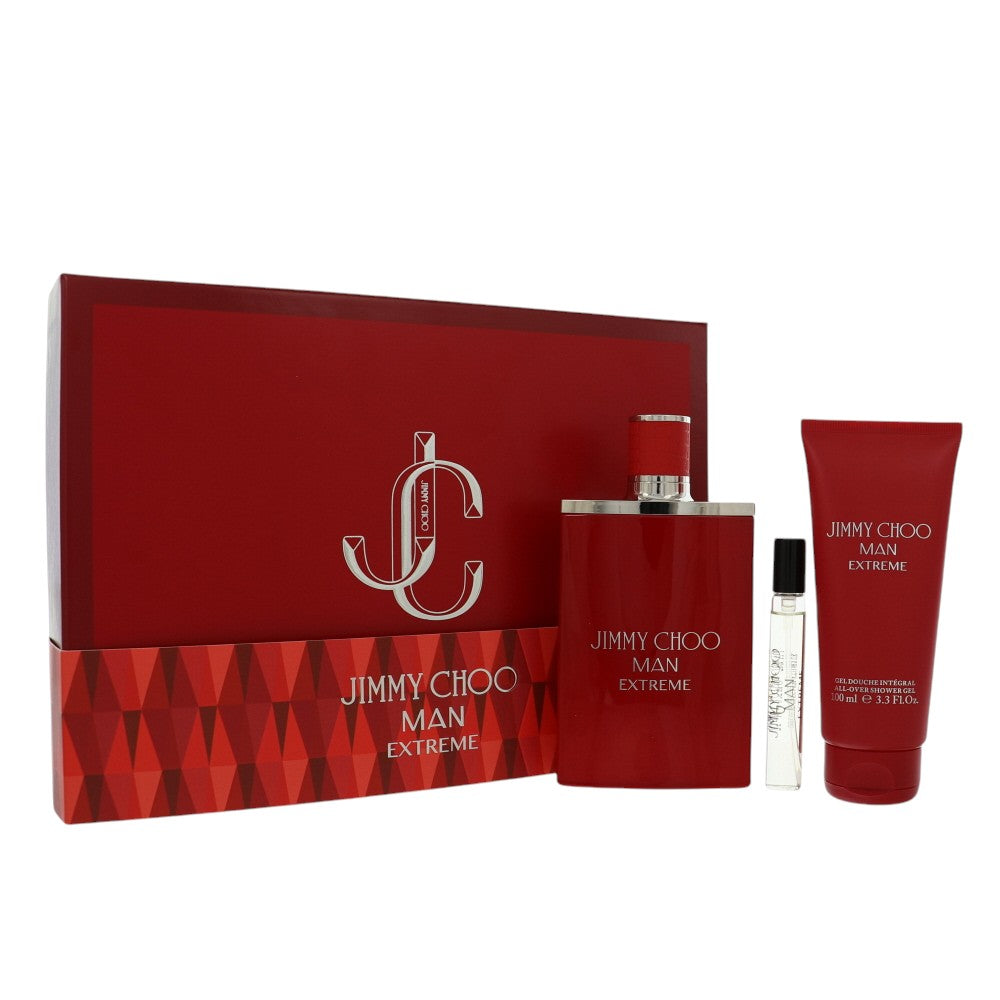 Jimmy Choo Man Extreme by Jimmy Choo for Men - 3 Piece Set For Men: 3.3 oz EDP Spray, 0.25 oz EDP Spray, 3.3 oz All-Over Shower Gel