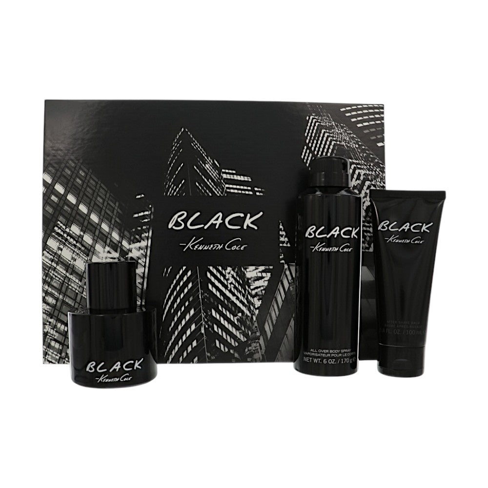 Black by Kenneth Cole for Men - 3 Piece Gift Set For Men - 3.4 oz EDT Spray, 6.0 oz All Over Body Spray, 3.4 oz After Shave Balm