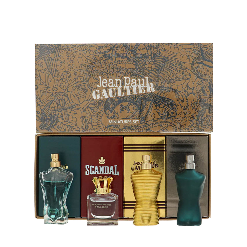 Jean Paul Gaultier by Jean Paul Gaultier for Men - 4 Piece Gift Set For Men - 0.24 oz Le Male EDT Splash, 0.24 oz Scandal EDT Splash, 0.24 oz Le Beau EDT Splash, 0.24 oz Le Male Elixir EDT Splash