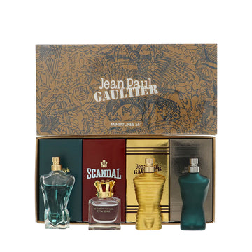 Jean Paul Gaultier by Jean Paul Gaultier for Men - 4 Piece Gift Set For Men - 0.24 oz Le Male EDT Splash, 0.24 oz Scandal EDT Splash, 0.24 oz Le Beau EDT Splash, 0.24 oz Le Male Elixir EDT Splash