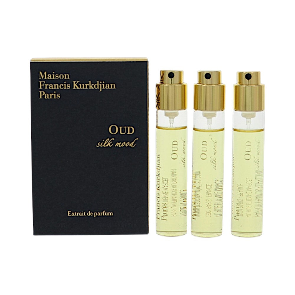 Oud Silk Mood by Maison Francis Kurkdjian for Men - 3 Piece Set For Men: 0.37 oz Extrait De Parfum Spray, 0.37 oz Extrait De Parfum Spray, 0.37 oz Extrait De Parfum Spray